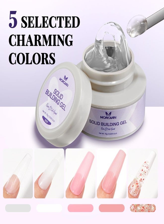 Morovan Solid Builder Gel Kit: 5 Color Series Builder Gel for Nails 3D Sculpting Carving Nail Art Non-Sticky Hard Gels for Nail Extension Manicure DIY at Home and Salon - Image 4